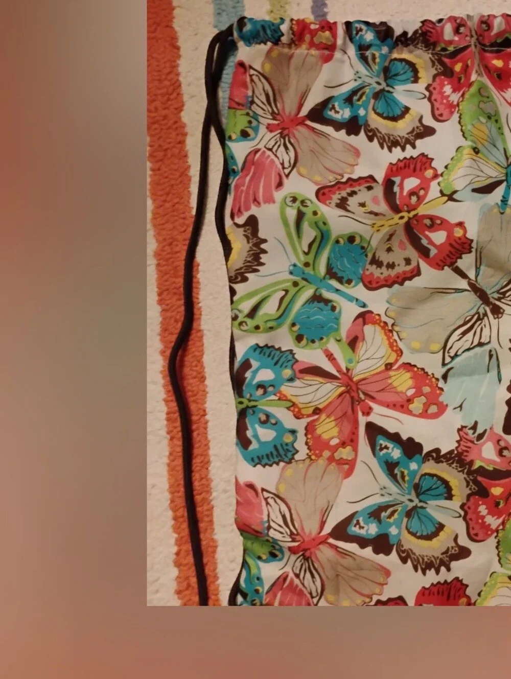 Thirty-One drawstring bag with pocket butterflies